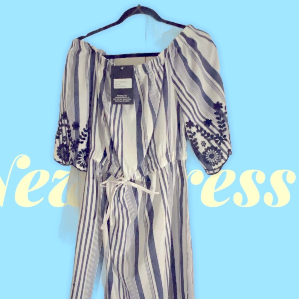 Adorable Navy and White Pullover Dress.